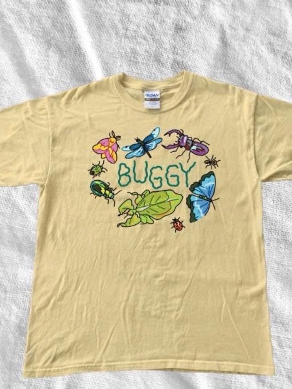 BUGGY Insects Graphic Gildan Yellow Tee Women